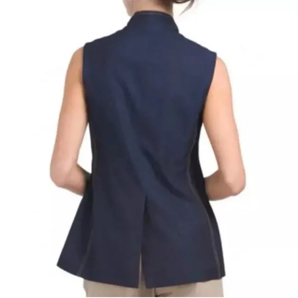 NWT Elie Tahari Long Cutaway Denim Vest. Size 8 - Picture 2 of 8